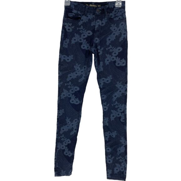 Zara Denim - Zara slim fit blue monochrome floral print  jeans